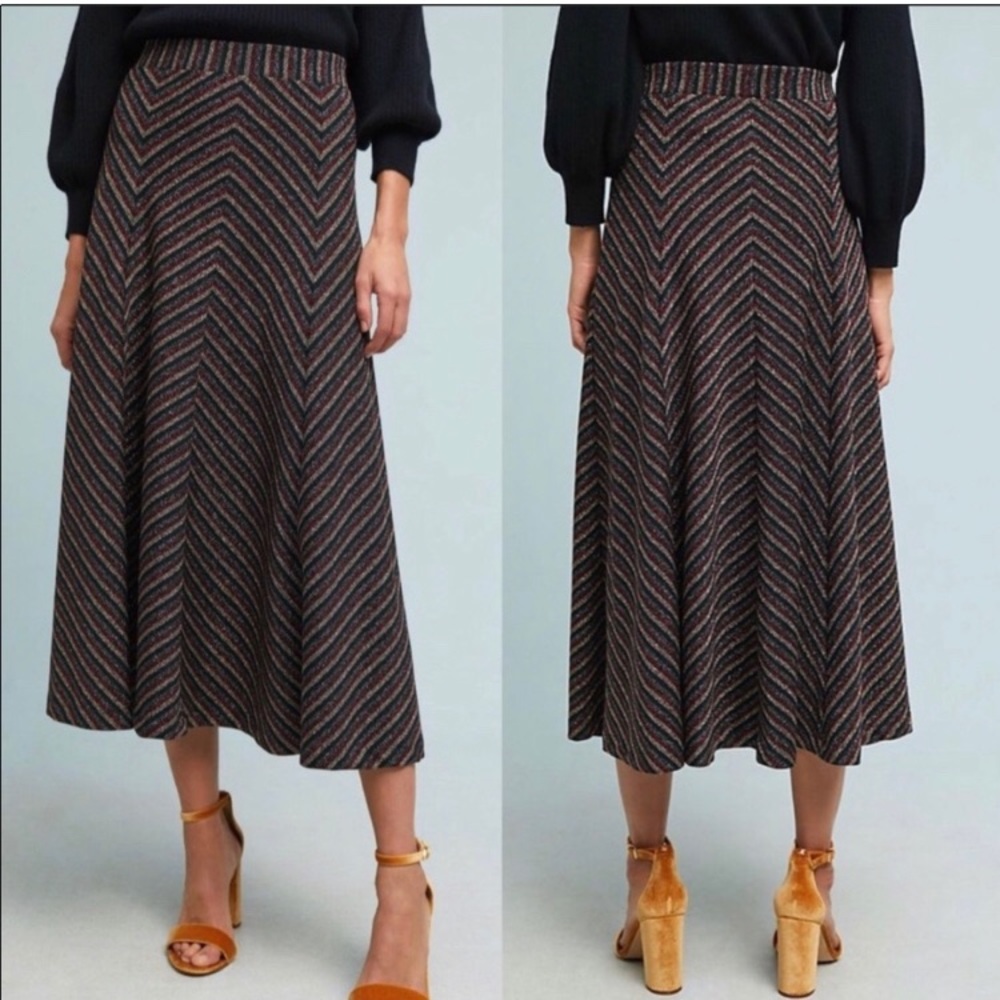 Striped sparkly chevron metallic skirt : high waist : Anthropologie : like new
